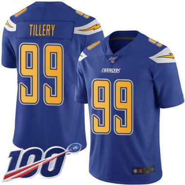 Los Angeles Chargers NFL Football Jerry Tillery Electric Blue Jersey Men Limited 99 100th Season Rush Vapor Untouchable